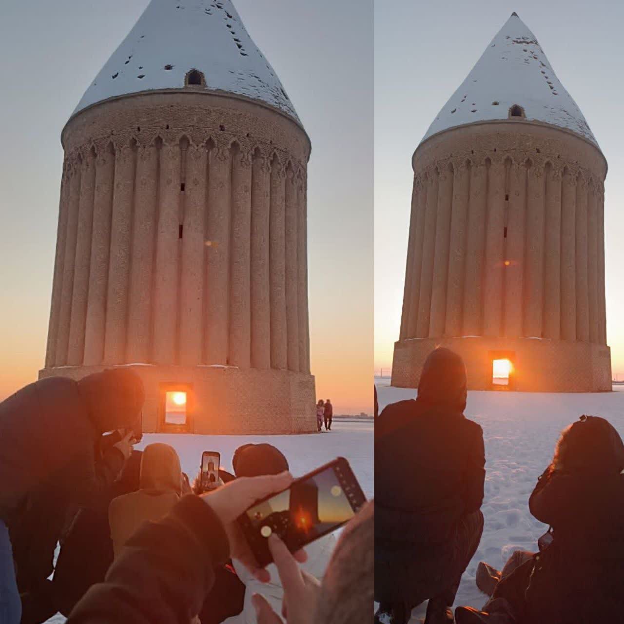 گردشگران در برج تاریخی رادکان طلوع یلدایی و آغاز زمستان را رصد کردند